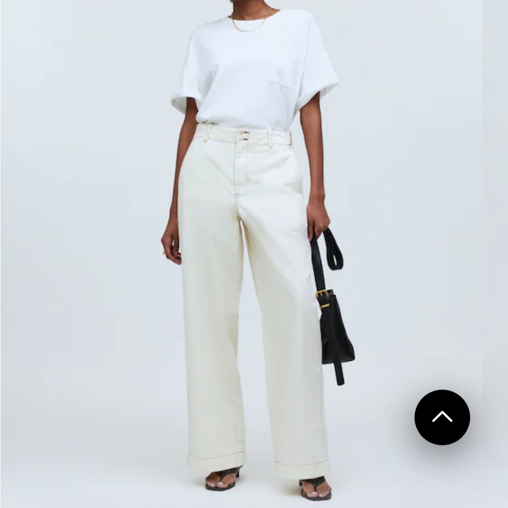 Madewell Antique Cream Button Tab Wide Leg Pants NWT